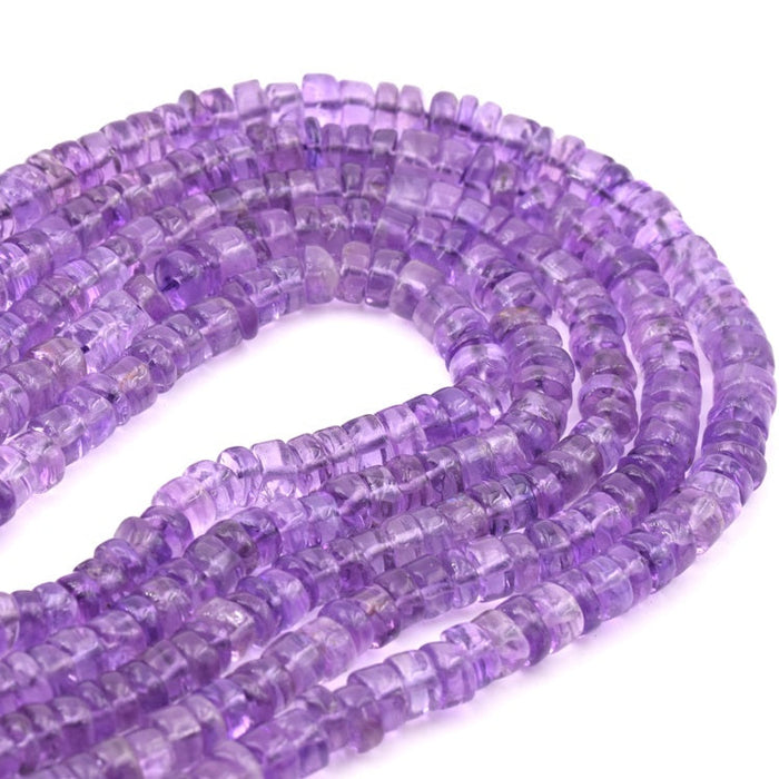 Light amethyst heishi tube bead 5.5-6x2-4mm - Hole: 0.5mm (1 strand - 32cm)