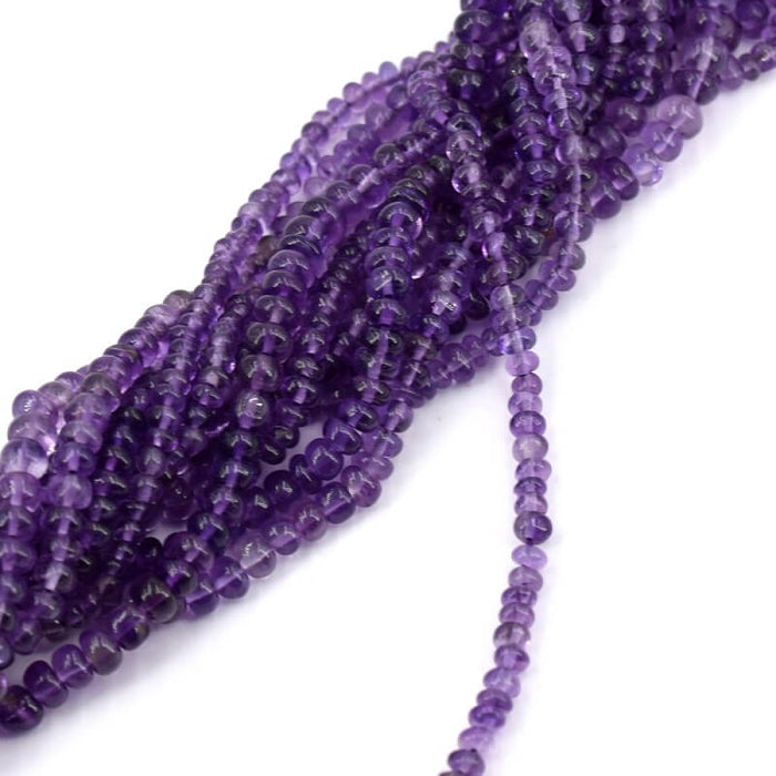 Amethyst rondelle bead 4-3x2-3mm - Hole: 0.5mm (1 Strand-31cm)