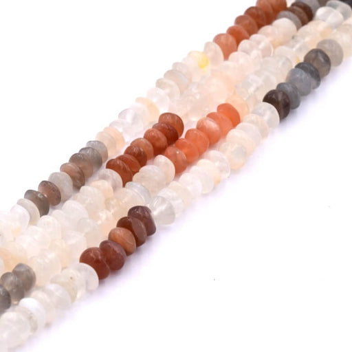 Moonstone button bead mix 5-6x3-5mm - Hole: 0.5mm (1 Strand-33cm)