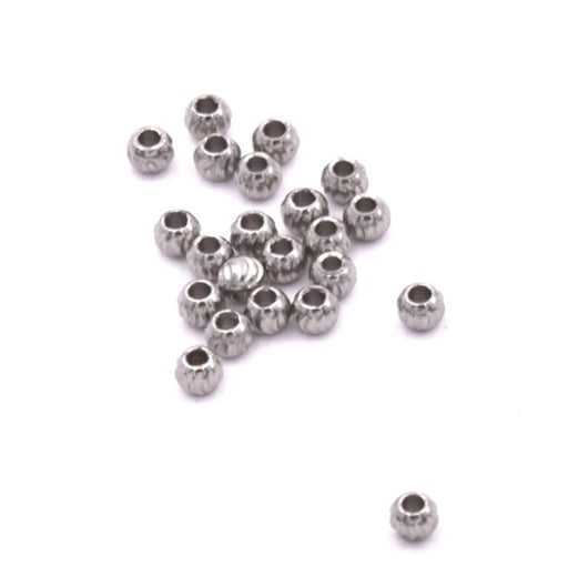 Striated stainless steel separator bead 3x2.5mm - Hole: 1.2mm (10)