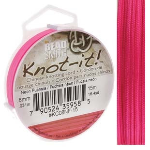 Braided nylon wire cord - 0.8mm - Neon fuchsia - 15m spool (1)