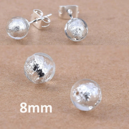 Buy Murano round crystal and silver half-drilled bead 8mm (2)