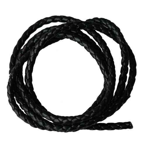 Black Braided Leather Cord 4mm (50cm)