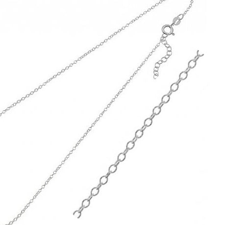 Fine Rolo Mesh Necklace Chain 1.5mm in 925 Silver - 40+3cm (1)