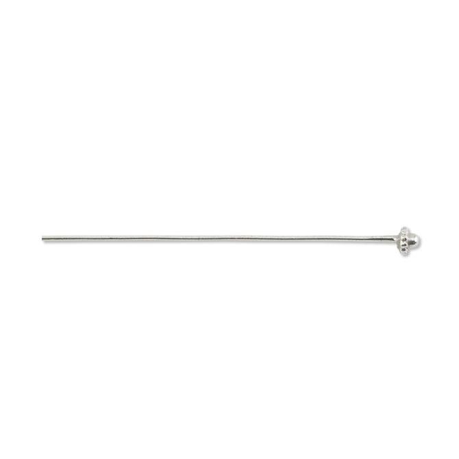 Headpins metal color silver plated with ball and flower 50mm (6)