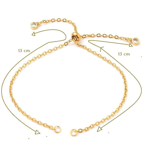 Chain for Adjustable bracelet Rolo Mesh - Stainless Steel Gold 2x13cm (1)