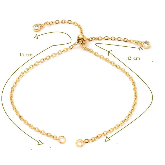 Chain for Adjustable bracelet Rolo Mesh - Stainless Steel Gold 2x13cm (1)