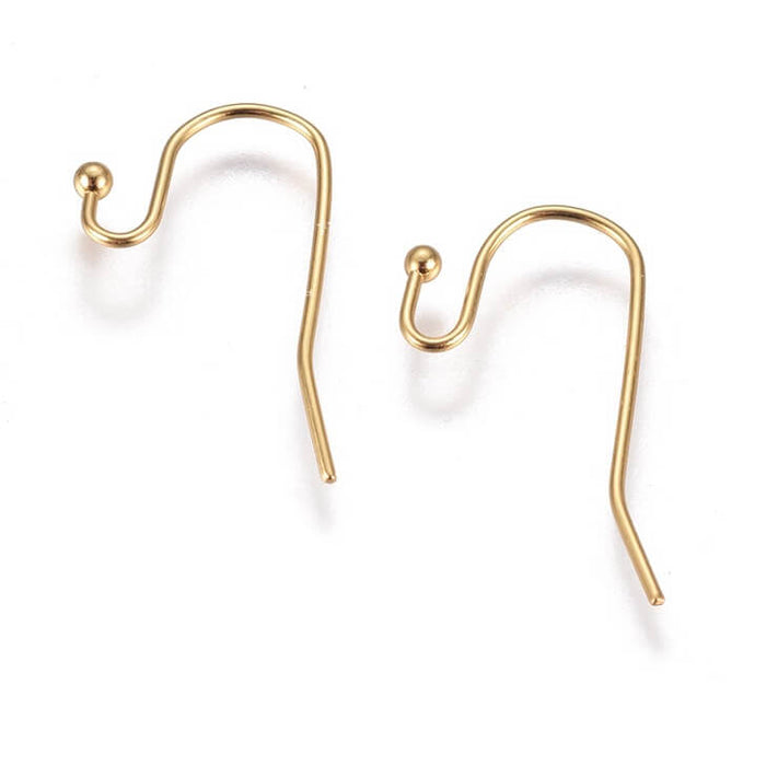 Hook Earrings and ball Gold Stainless Steel 20mm (4)