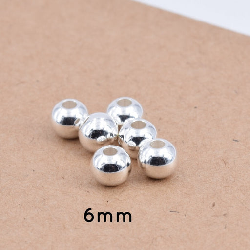 Round Beads Silver Stainless Steel - 6x5mm - Hole: 2mm (10)