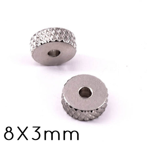Heishi Rondelle Beads Stainless Steel Diamond cut 8x3mm (2)