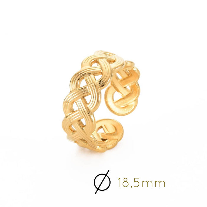 Ring Open Braid Gold Stainless Steel 8.5mm (1) Interior diametre : 18.5mm