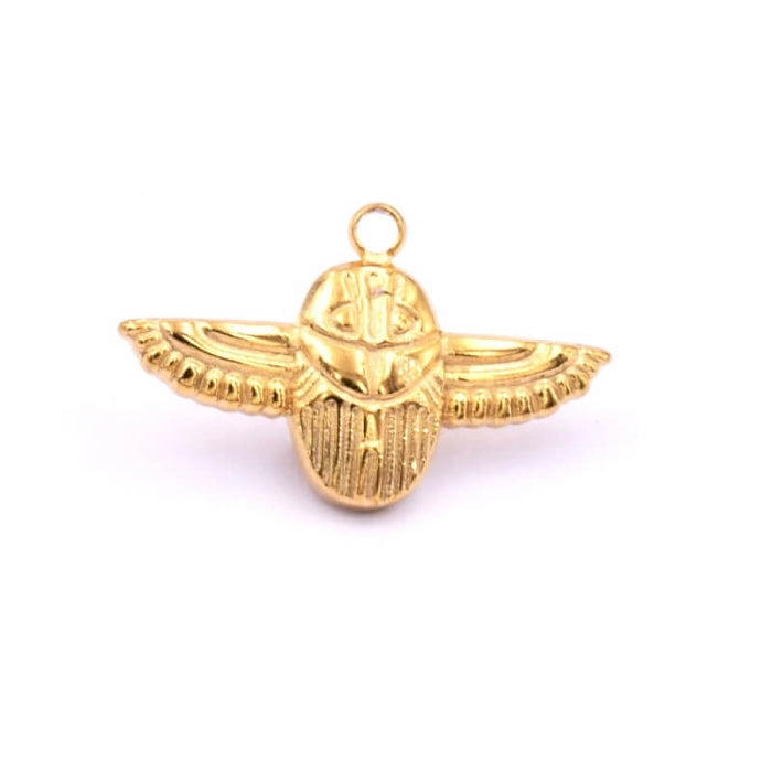 Pendant Flying beetle golden stainless steel 20x10mm (1)