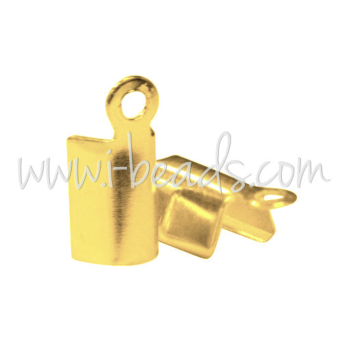 Cord ends fold over metal gold finish 3x7mm (10)