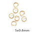 Jump Rings Long Lasting Gold Stainless Steel 5x0.8mm (10)