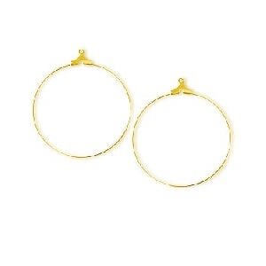 Hoop Earrings pendant Golden Plated Brass 25mm (2)
