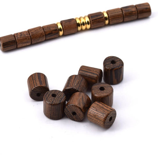 TUBE Rondelle Beads Wenge Wood 8x8mm - Hole: 1.4mm (20)