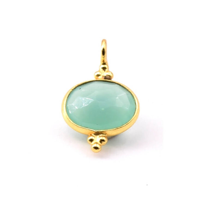 Oval pendant chalcedony - Silver 925 8x6mm gold-plated (1)