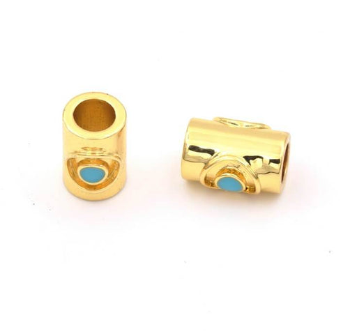 Bead Large Tube Email Turquoise Golden Quality 9x5mm (1)