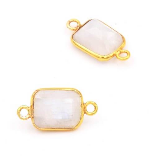 Connector moonstone Rectangle - Vermeil 11x9mm (1)