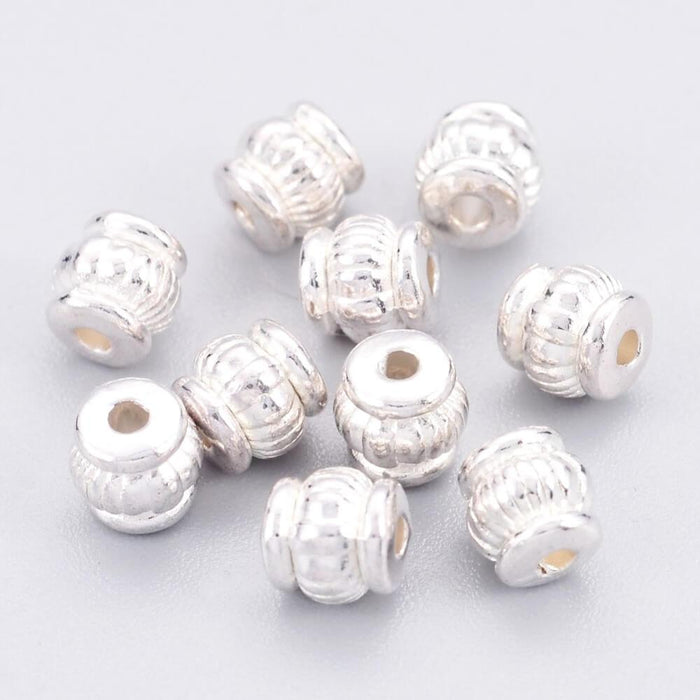 Ethnic Baroque Tube Bead Silver colour 5x4.5mm - hole: 1mm (5)