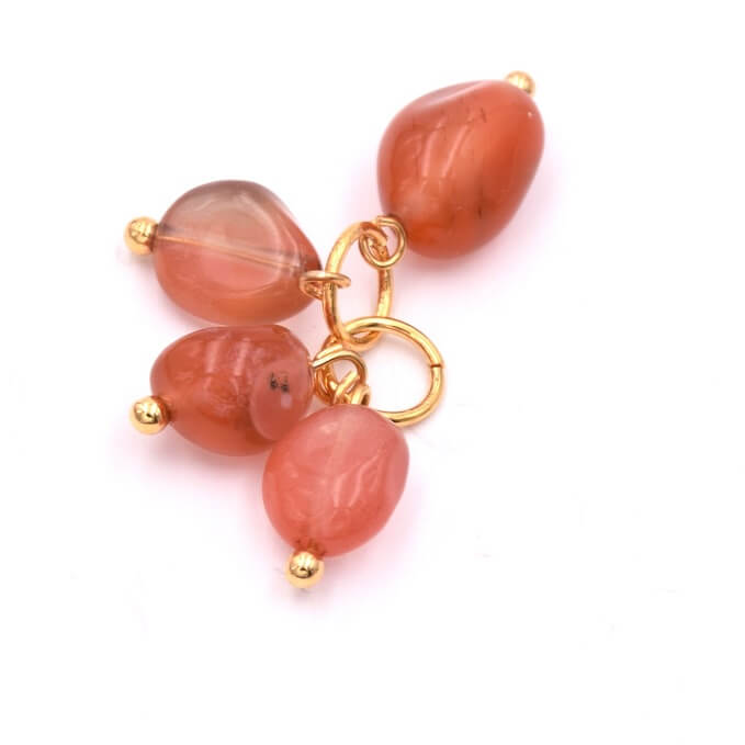 Nugget Bead Charms Orange Agate 5-10mm - Fine Gold Plated Stud (4)