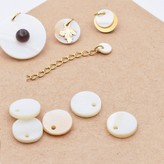 Charm Pendants Round Shell 8mm (10)