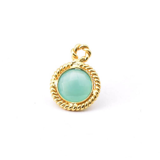 Round Pendant Faceted Chalcedony gold flash 12mm (1)