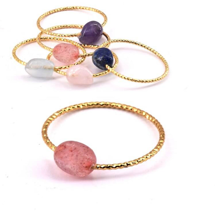 Ring Pendant Strawberry Quartz 22mm, Flash Gold (1)