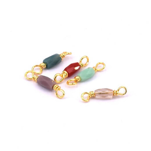 Link Connector Glass Mix colors and Golden Brass 14x3mm (5)