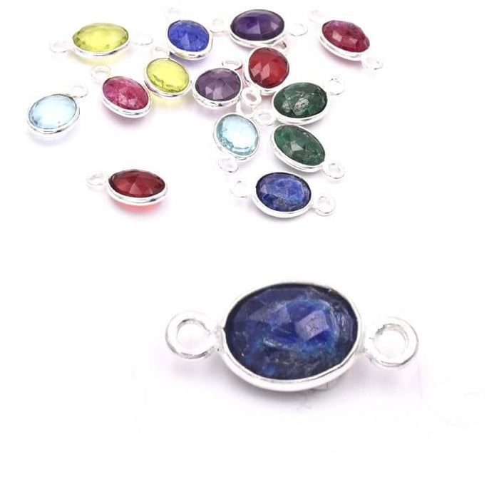 Oval Connector 925 Sterling Silver Lapis Lazuli - 9x7mm (1)