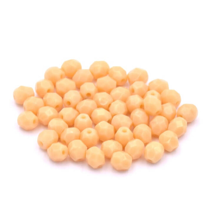 Firepolish faceted bead Ivory 4mm - Hole: 0.8mm (50)