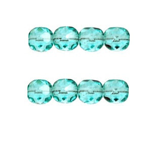 Czech fire-polished beads Light Teal 6mm (50)