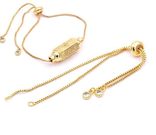 Adjustable square chain for bracelet - quality gold plated 12cm x2 (1)