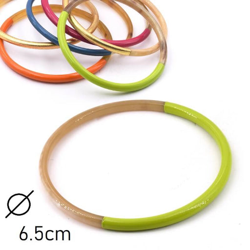 Buy Horn bangle bracelet lacquered Love bird green - 65mm - Thickness: 3mm (1)