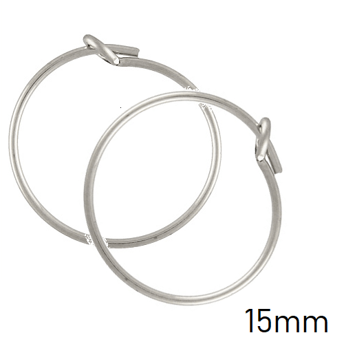 Buy Beadin hoops earrings sterling silver - 0.7x15mm (2)
