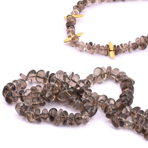 Buy Smoky quartz rounded nugget chips bead 6-12x2-5mm - Hole: 1mm (1 Strand-39cm)