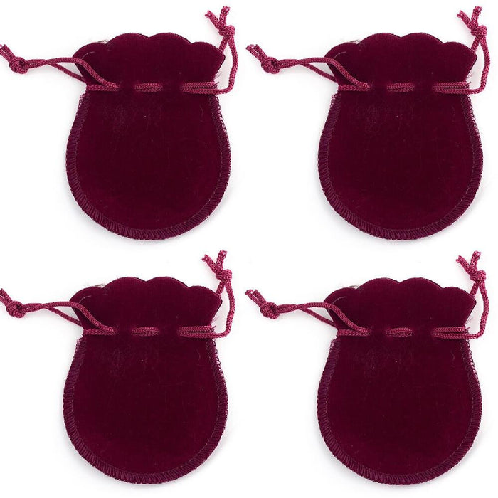 Imitation velvet jewellery pouch Polyester Burgundy 9x7mm (4)