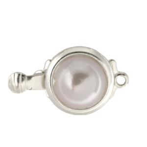 Antique looking pearl metal silver plated clasp 14mm (1)