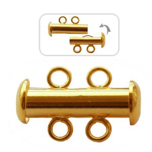 Slide in clasp 2 strands metal gold plated 16.5mm (1)