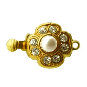 Crystal and pearl flower daisy clasp metal gold plated 11mm (1)
