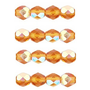 Buy Czech fire-polished beads medium topaz ab 6mm (50)