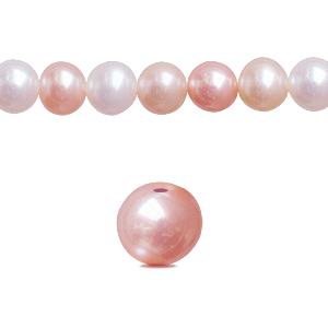 Freshwater pearls potato round shape 6mm rose beige coffee mix (1)