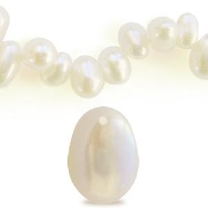 Buy Freshwater pearls head drilled white 8x6mm - Hole: 0.5mm (5 beads)