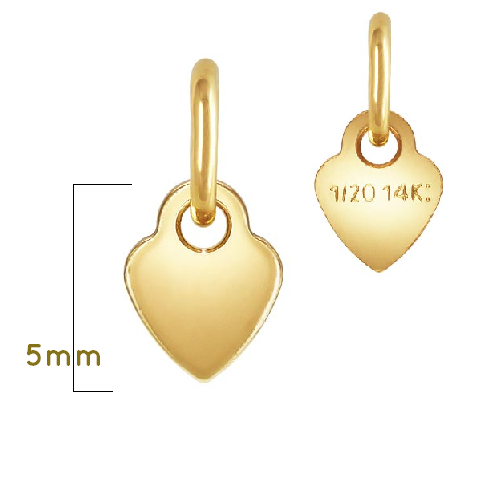 Flat heart charm with ring - gold filled 5mm (1)