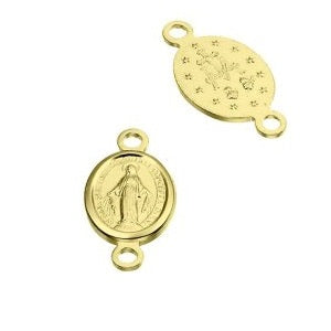 Oval Connector Virgin Miraculous Medal silver 925 gold plated 1 micron 8x6mm (1)