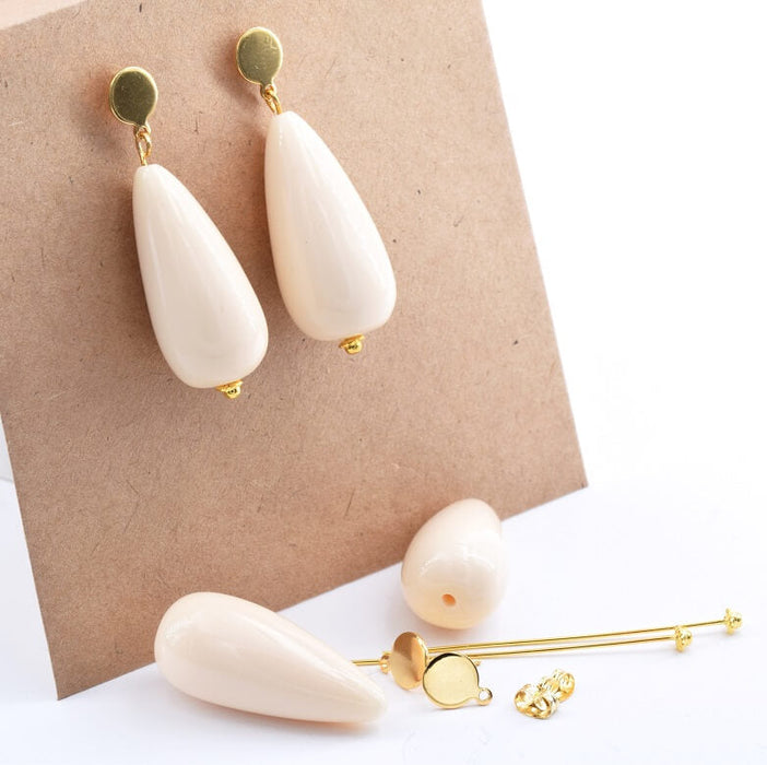 Kit DIY 2 Drop Earrings Ivory Color 50mm (1)