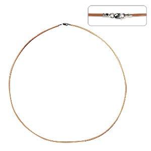 Leather necklace with sterling silver clasp natural 38cm (1)