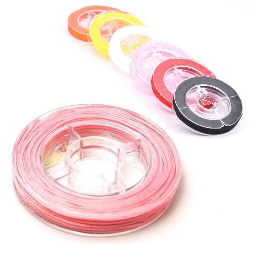 Braided Nylon cord - 0.8mm - ROSE - 8m on a roll (1 spool)