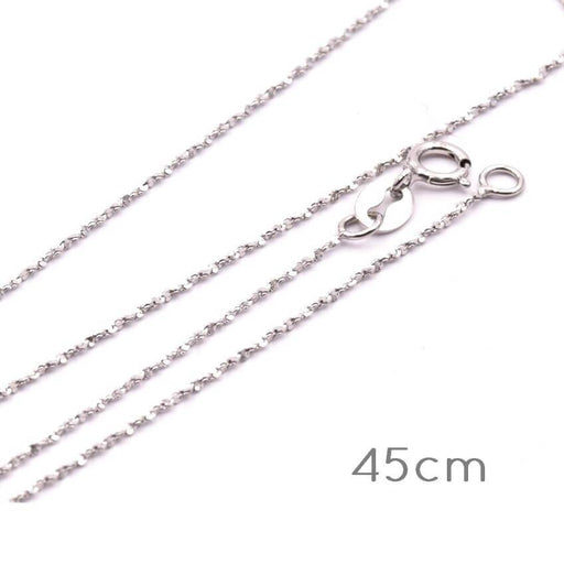 Extra Fine striated chain Silver 925 Platinum With Clasp 45cm - 0.8mm(1)