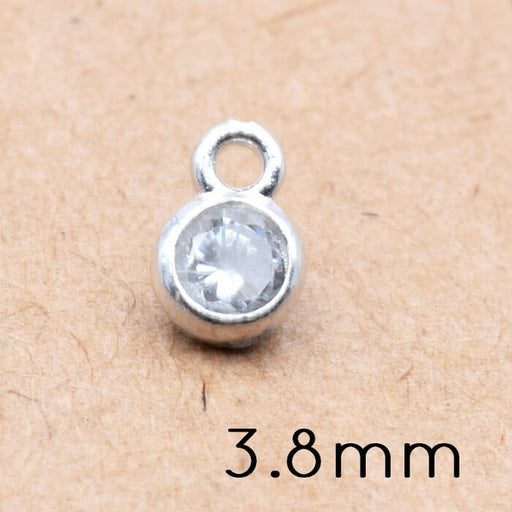 Pendant Charm Rounf Sterling Silver with Zircon 3.8mm (1)
